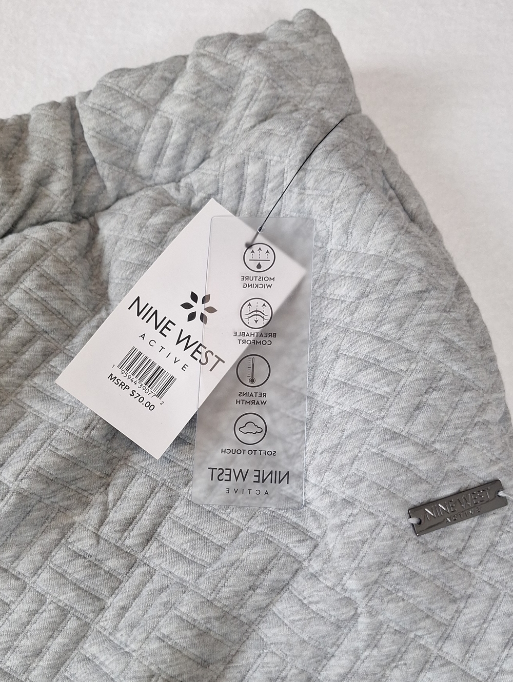 Nine West Light Gray Quilted Jogger Sweatpants - Picture 4 of 9